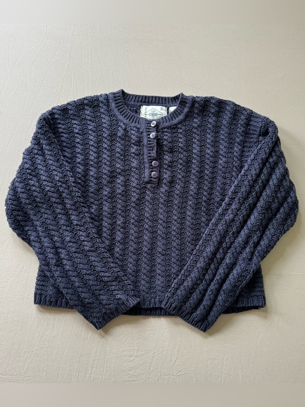 Vintage B.Moss Cable Knit Henley Sweater